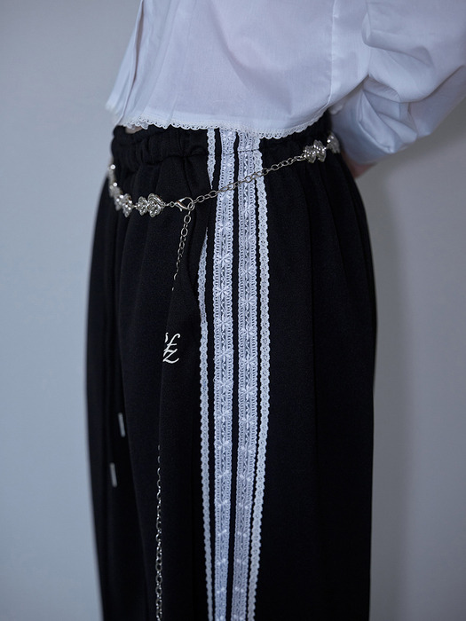 Lace Jersey Track Pants [Black]