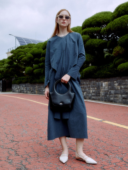 AUTOMNE ROBE Drape Dress_Royal Navy