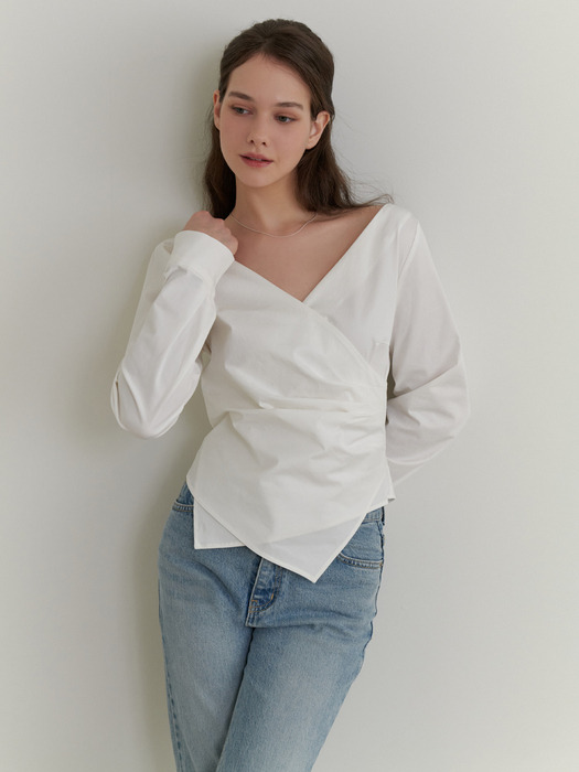 Twine wrap blouse (ivory)