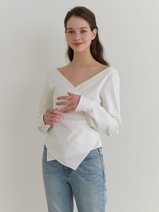 Twine wrap blouse (ivory)