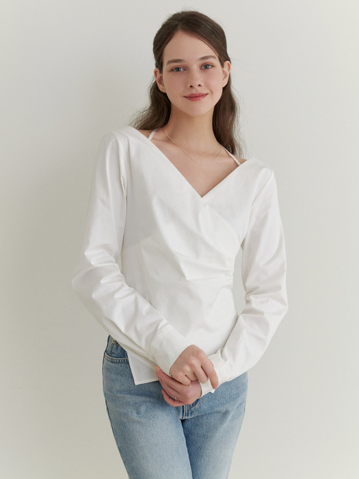 Twine wrap blouse (ivory)