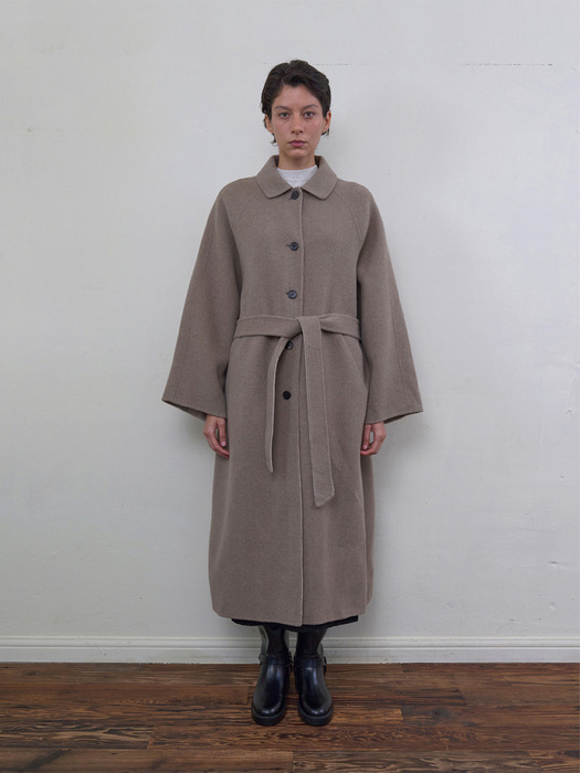 Herring-Bone Raglan Long Coat_Beige