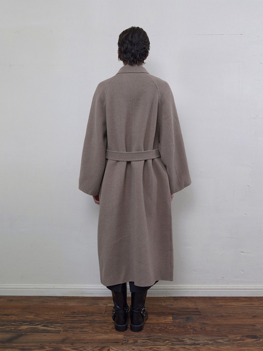 Herring-Bone Raglan Long Coat_Beige