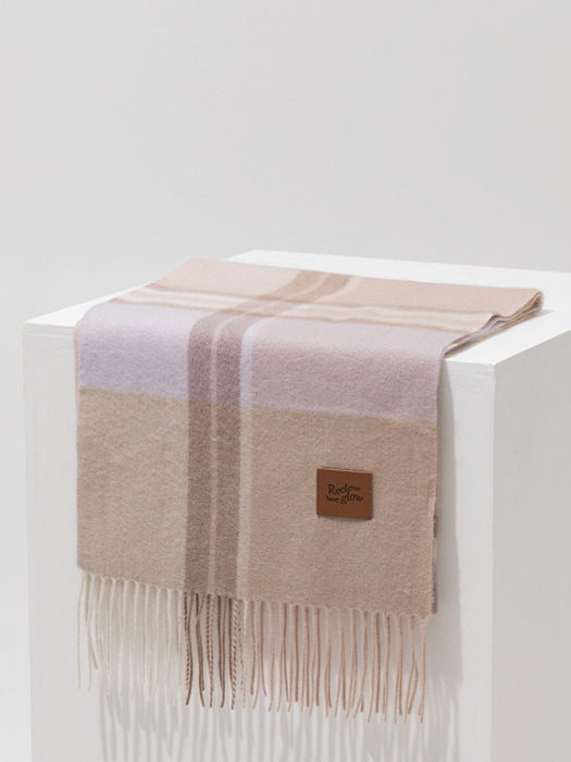 MUNM CHECK CASHMERE 100% MUFFLER BEIGE