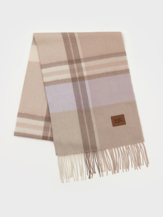 MUNM CHECK CASHMERE 100% MUFFLER BEIGE