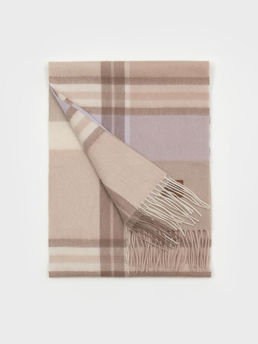 MUNM CHECK CASHMERE 100% MUFFLER BEIGE