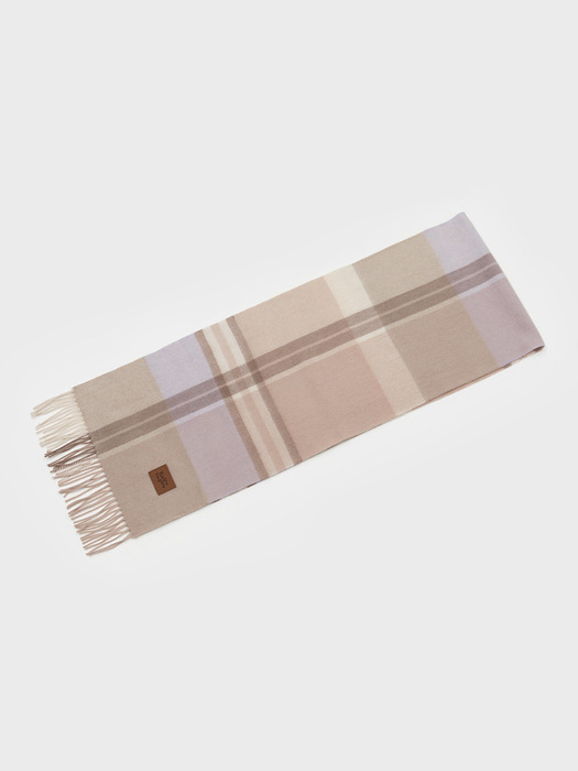 MUNM CHECK CASHMERE 100% MUFFLER BEIGE