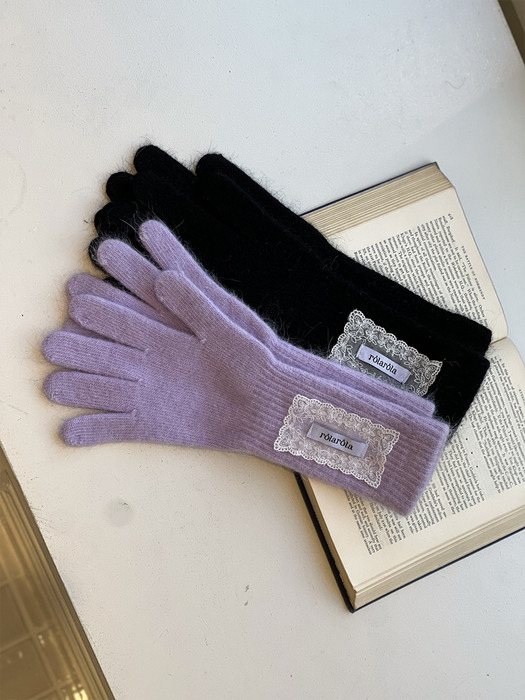 LACE LABEL ANGORA GLOVES LAVENDER