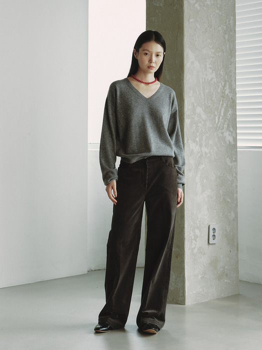 CASHMERE 30 V-NECK KNIT_GREY