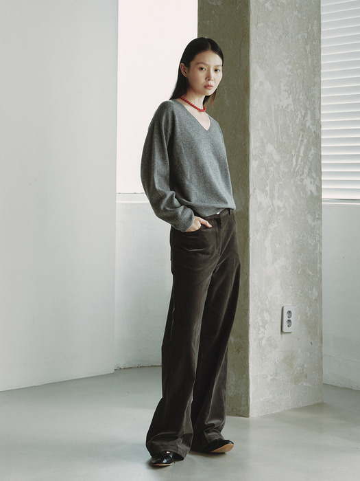 CASHMERE 30 V-NECK KNIT_GREY