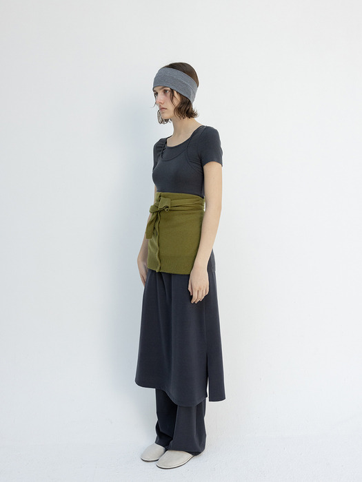 Layered pants (dark gray / brown / black)