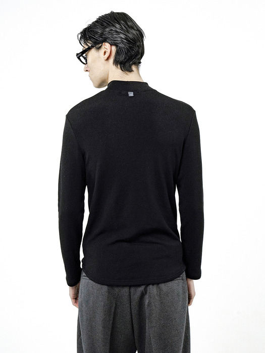 Fleece Wool Half Turtleneck - Black /M244TP03BK