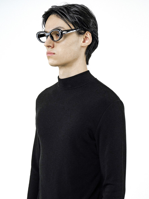 Fleece Wool Half Turtleneck - Black /M244TP03BK