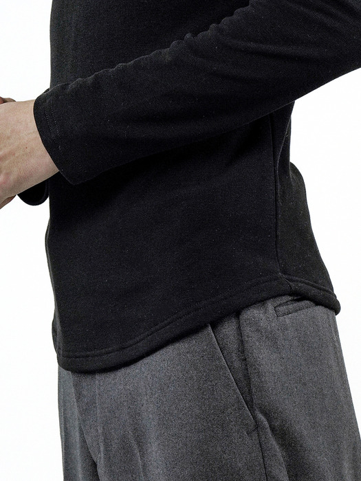 Fleece Wool Half Turtleneck - Black /M244TP03BK