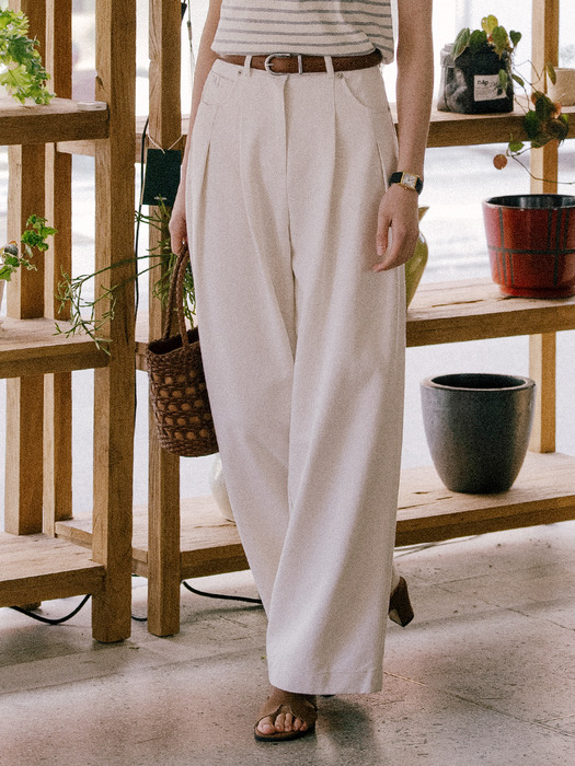 Holly button point wide pants_Cream - Image 3