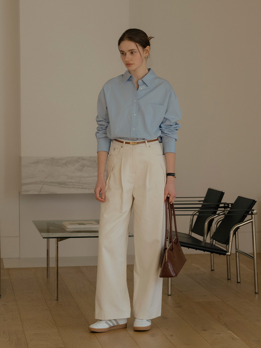 Holly button point wide pants_Cream - Image 2