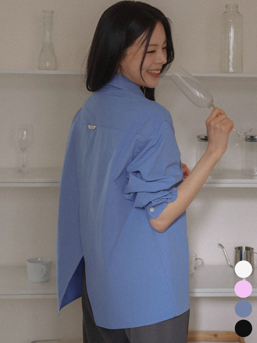 Backslit detail soft cotton shirt_4color