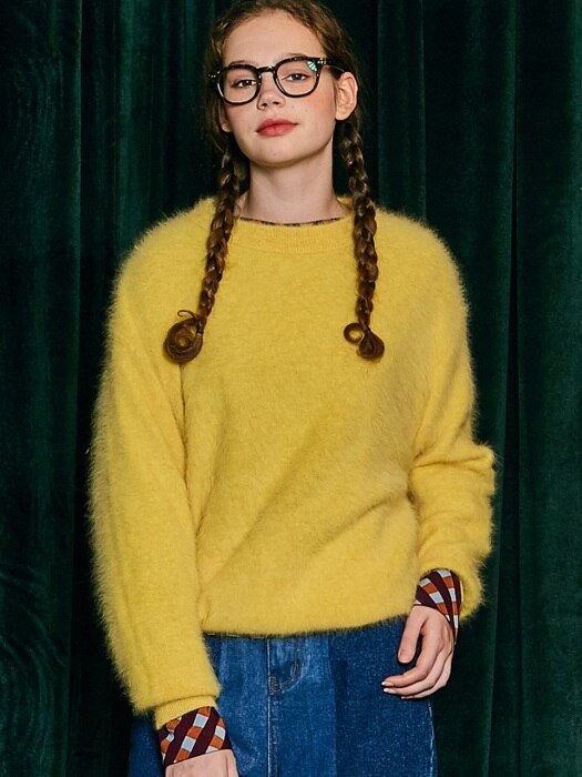 Mink angora knit top [Yellow]