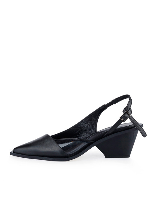 Asymmetric sling-back shoes(BLACK LABEL)-CG1011BK