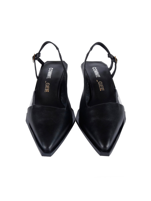 Asymmetric sling-back shoes(BLACK LABEL)-CG1011BK