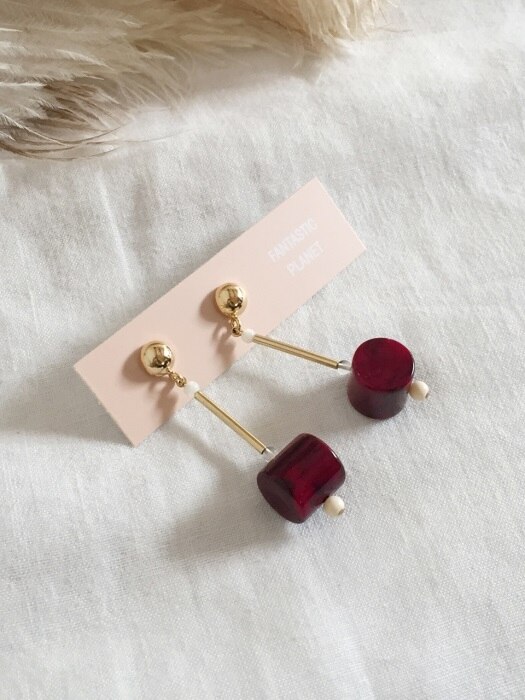 burgundy cylinder earrings