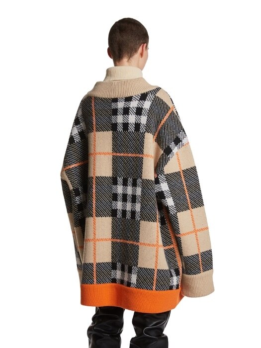 Tartan Wool Cardigan Jacket