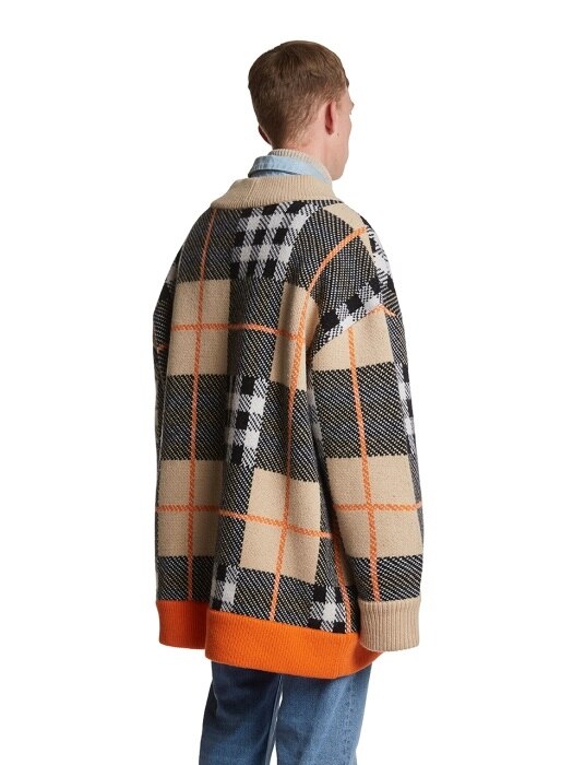 Tartan Wool Cardigan Jacket