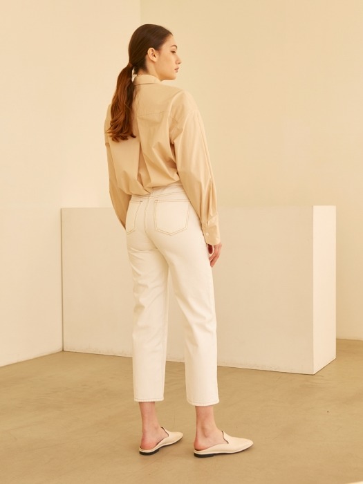 19SS 003 SEMI WIDE JEAN IVORY