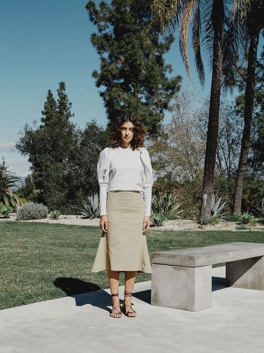 Beige Tay Cotton Flare Skirt