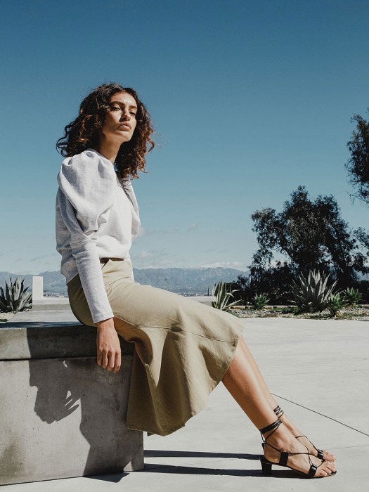 Beige Tay Cotton Flare Skirt