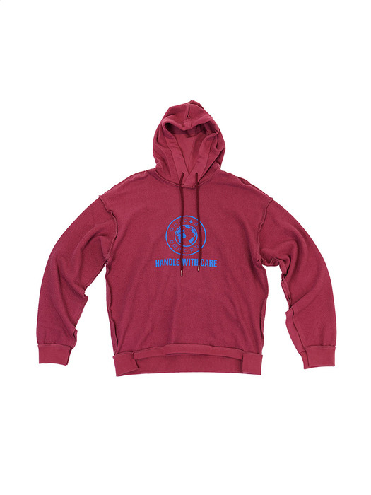 Burgundy Handle With Care Inside-Out Hoodie (Genderless)