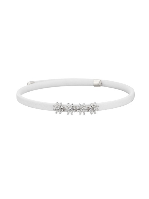 White Flower Choker Necklace(Silver)