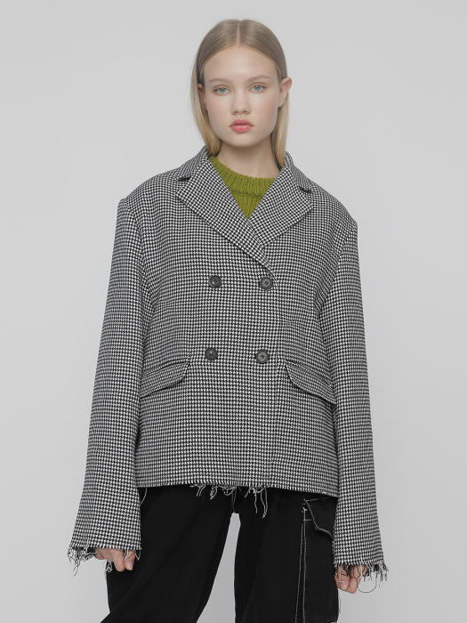 [UNISEX]R HOUNDSTOOTH CHECK JACKET