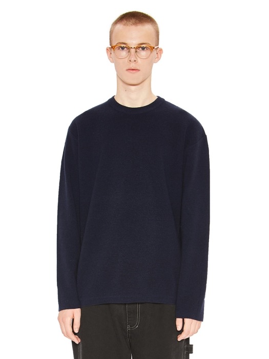 CASHMERE KNIT SWEATER navy