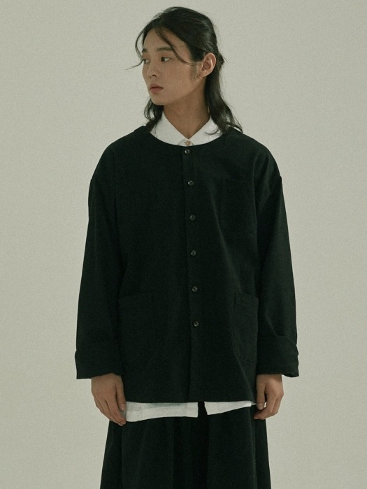 unisex cuffs shirt jacket black