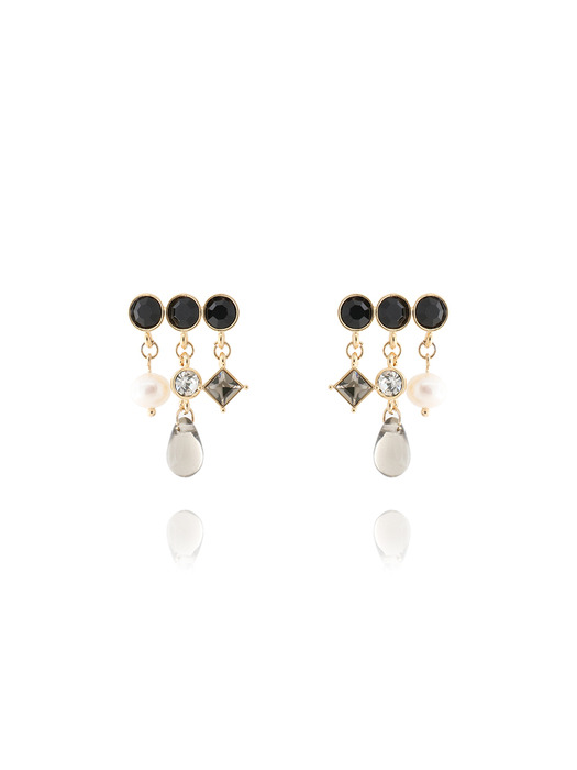 Triple Color Stone ``drop`` Earrings
