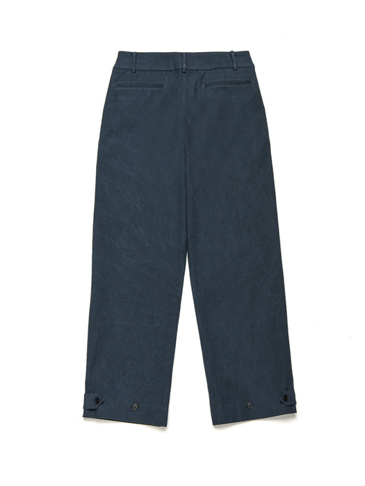 PLEATED COTTON CHINO PANTS (NAVY)