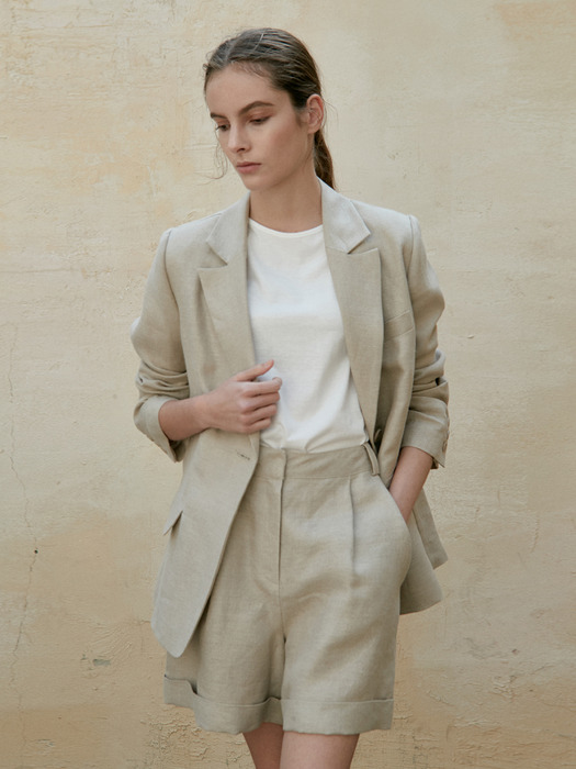 linen single jacket (beige)