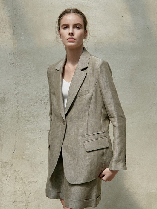 linen single jacket (beige)