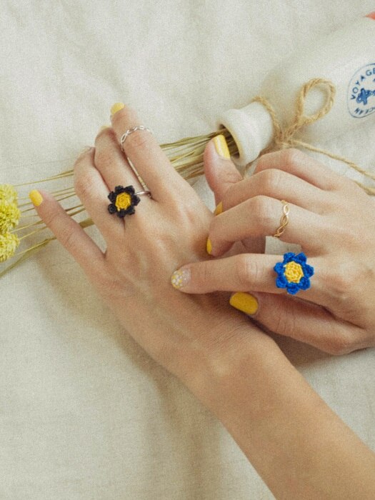 [2SET] Daisy knit and simple ring