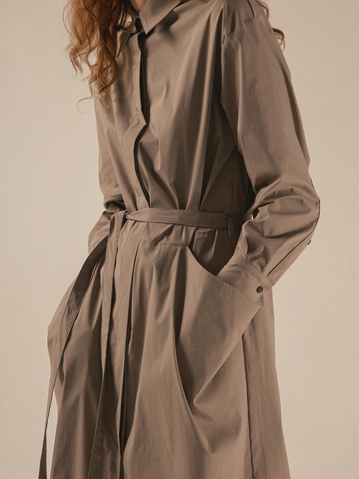 DRAPED POCKET DRESS (COCOA)