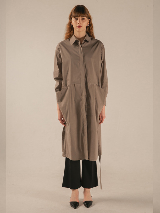 DRAPED POCKET DRESS (COCOA)