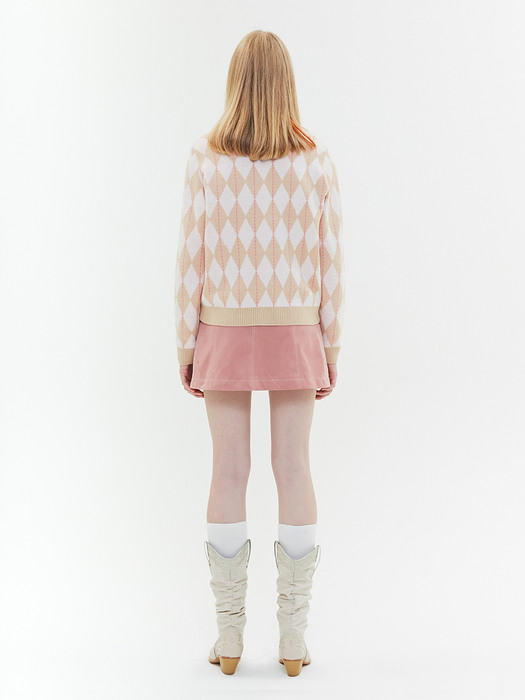 ARGYLE KNIT CARDIGAN JA [IVORY]