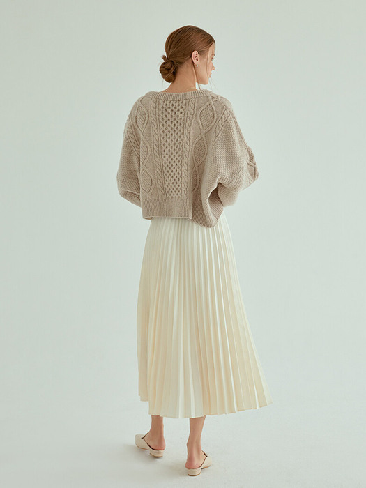 Cable Crop Wool Knit(Beige)