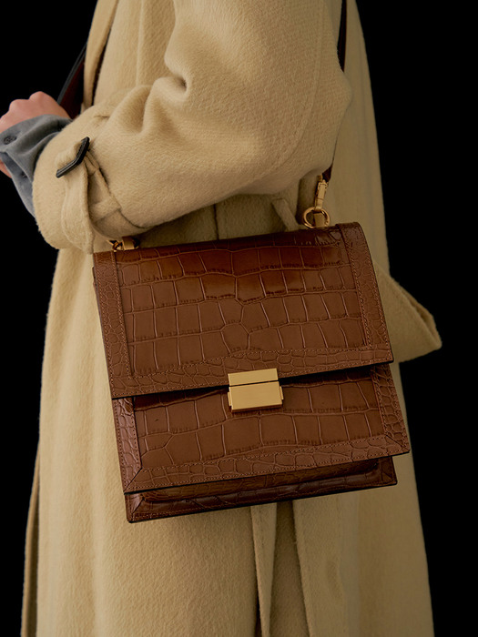 Brick square bag (Croc brown)