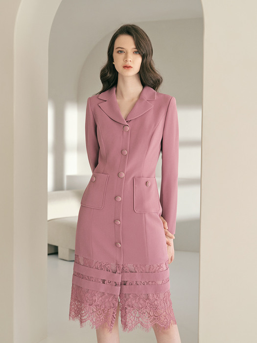 NEMESIS2 / lace detail tailored jacket dress(purple)