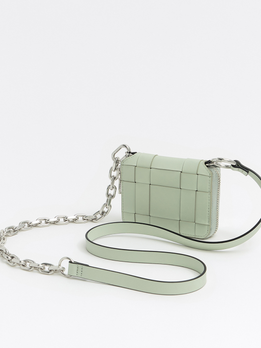 S green plaited leather chain purse_B206TIV017GN