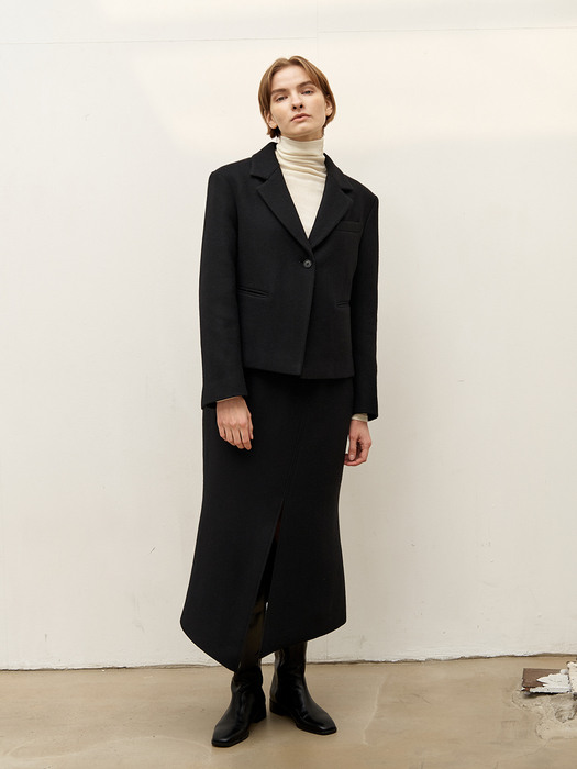 Crop wool jacket - Black