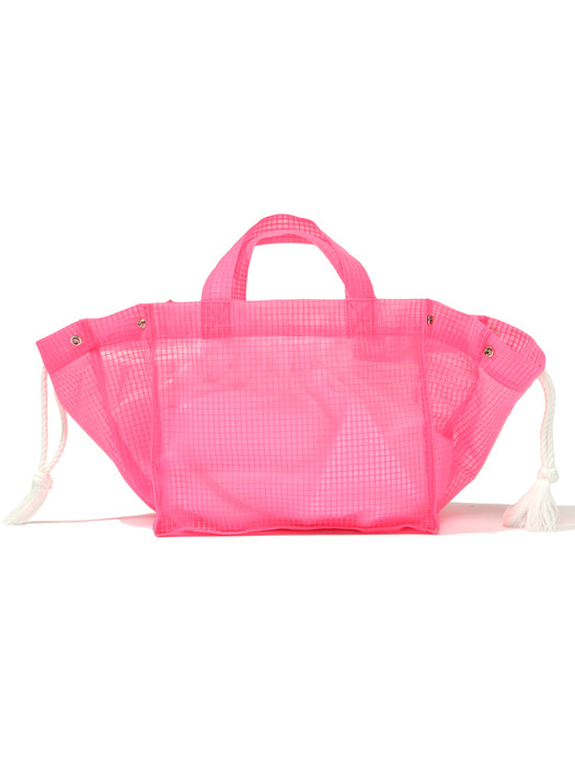 Fisher Check Tote Bag [White,Pink,Yellow]