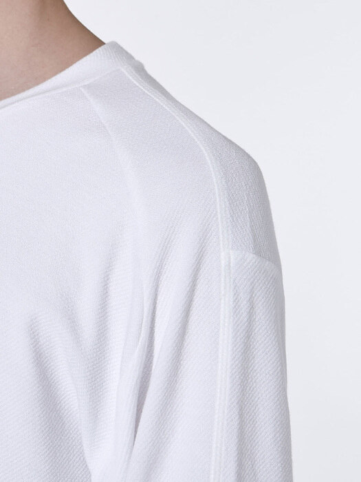 basic texture round t-shirt_CWTAS20111WHX